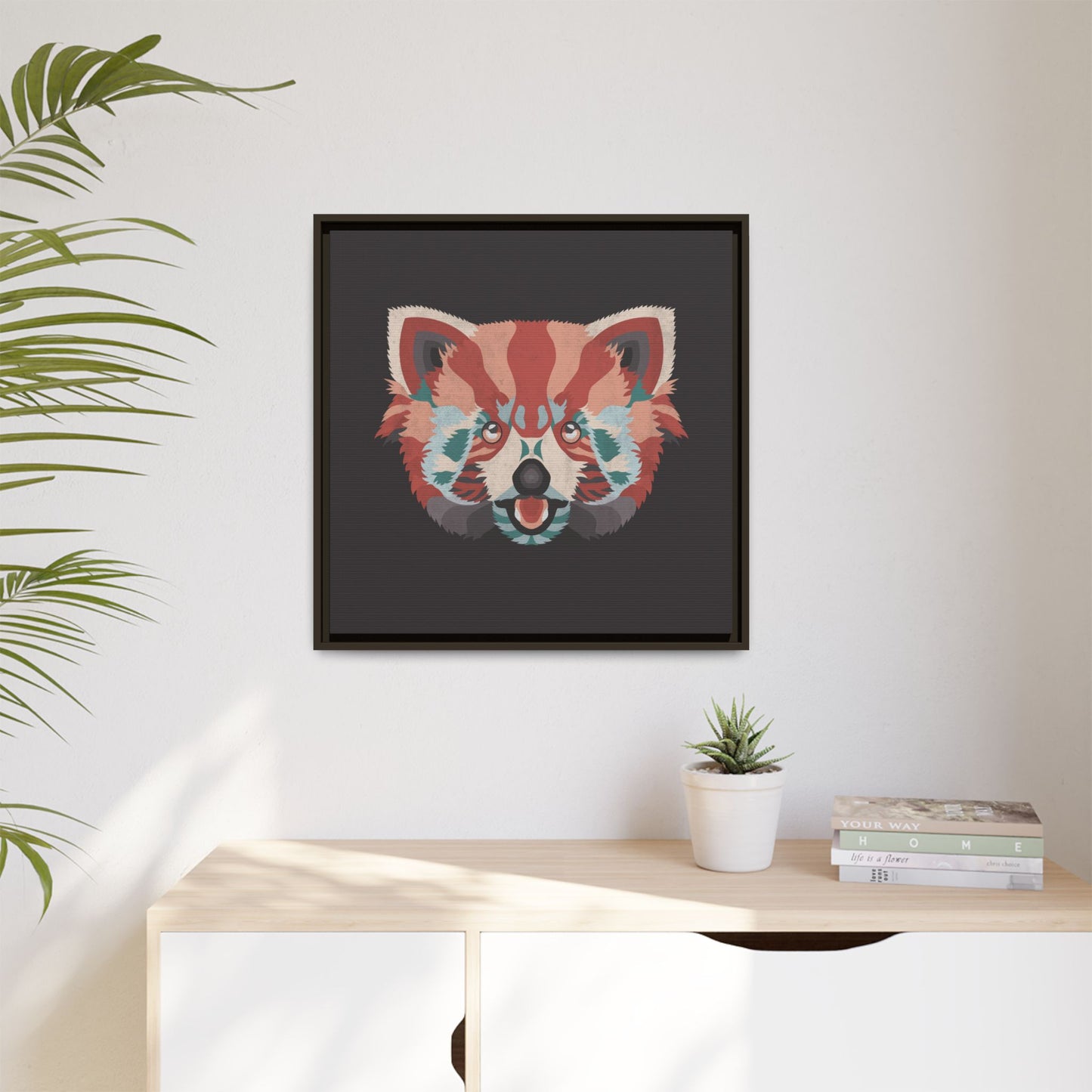 Colorful Red Panda Framed Canvas Art