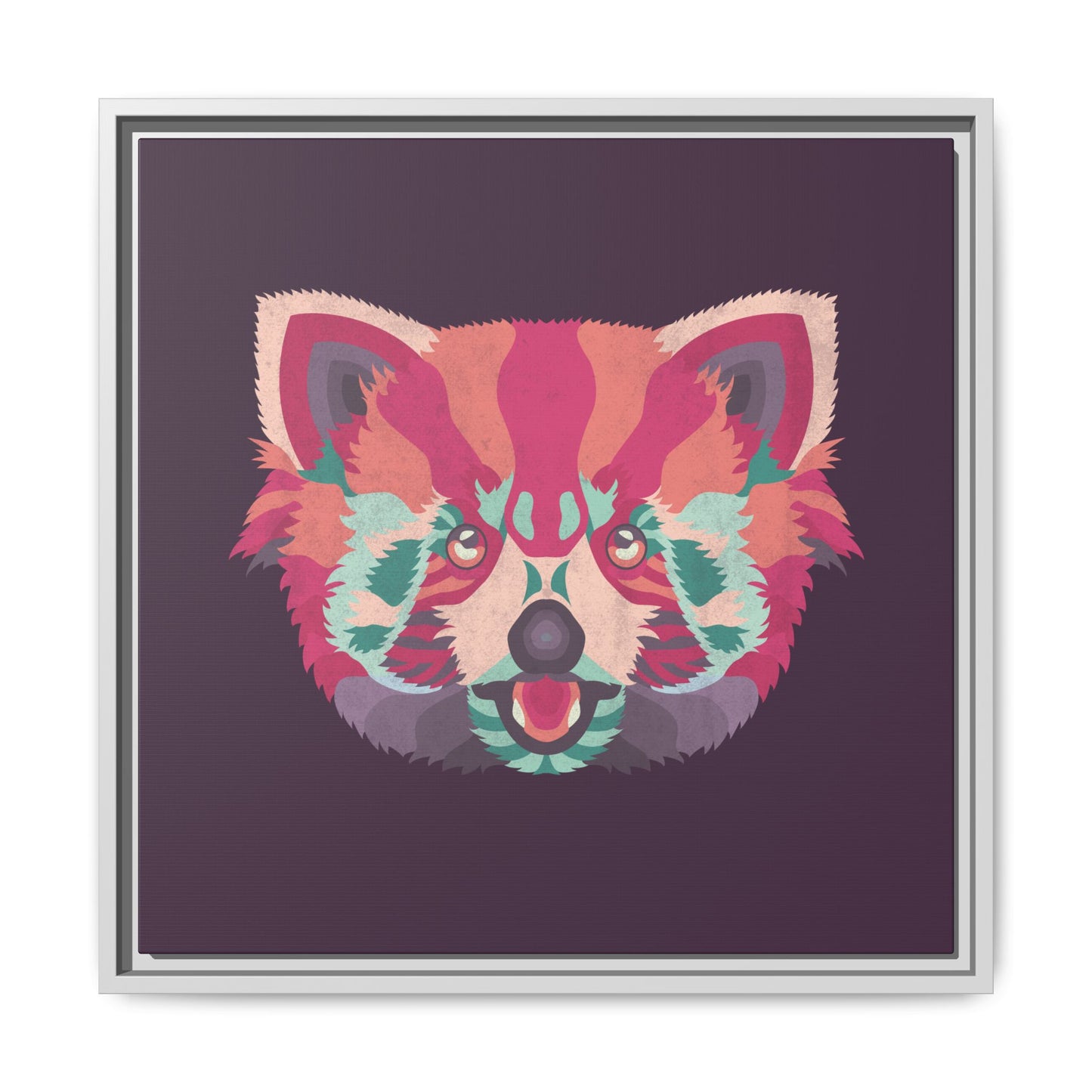 Colorful Pink Panda Framed Canvas Art