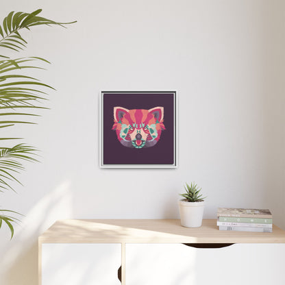 Colorful Pink Panda Framed Canvas Art