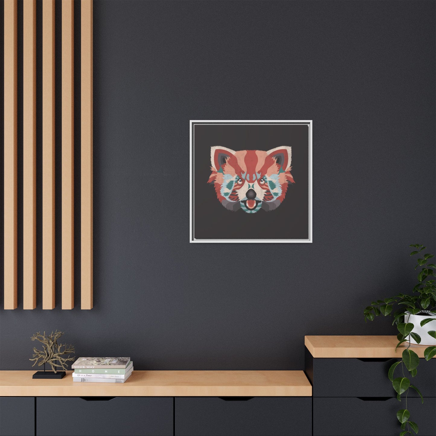 Colorful Red Panda Framed Canvas Art