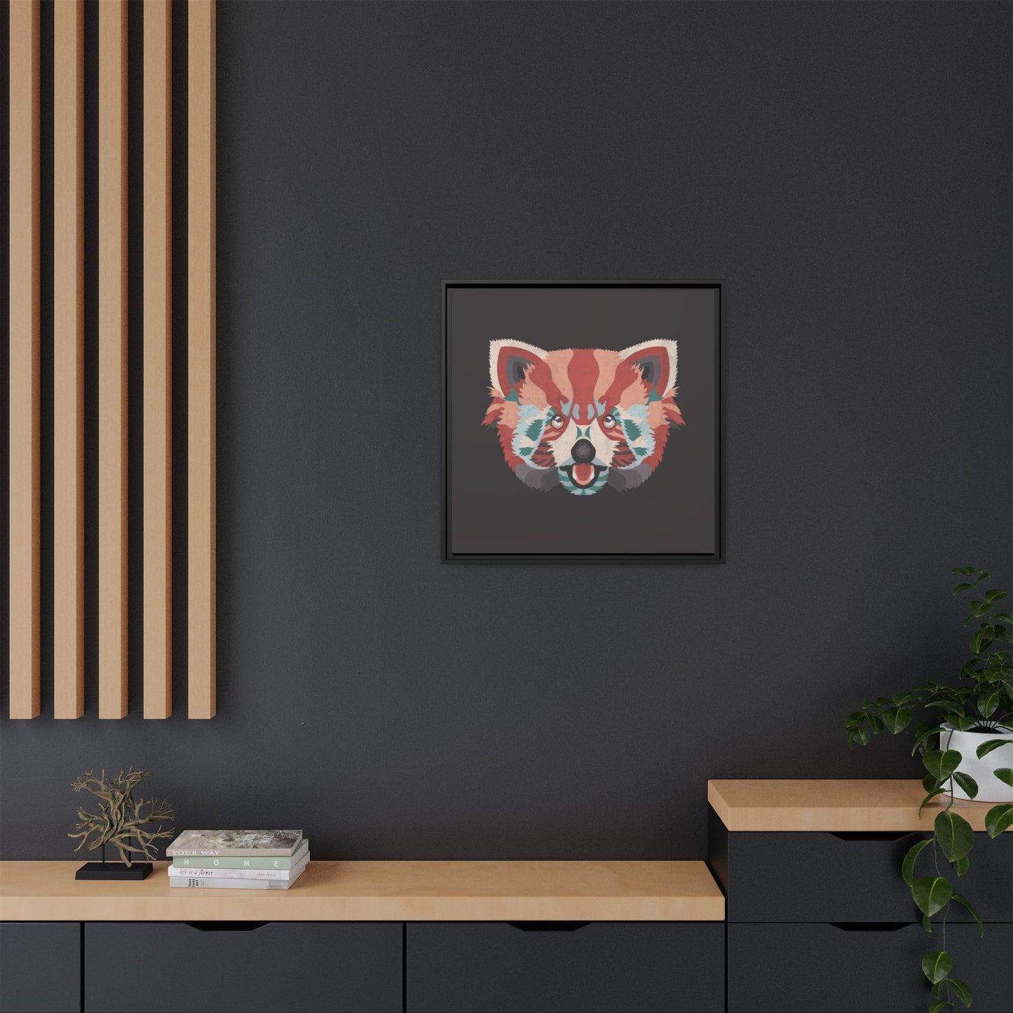 Colorful Red Panda Framed Canvas Art