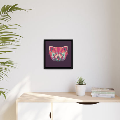 Colorful Pink Panda Framed Canvas Art