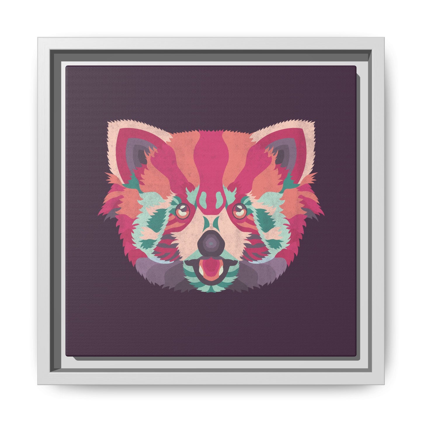 Colorful Pink Panda Framed Canvas Art