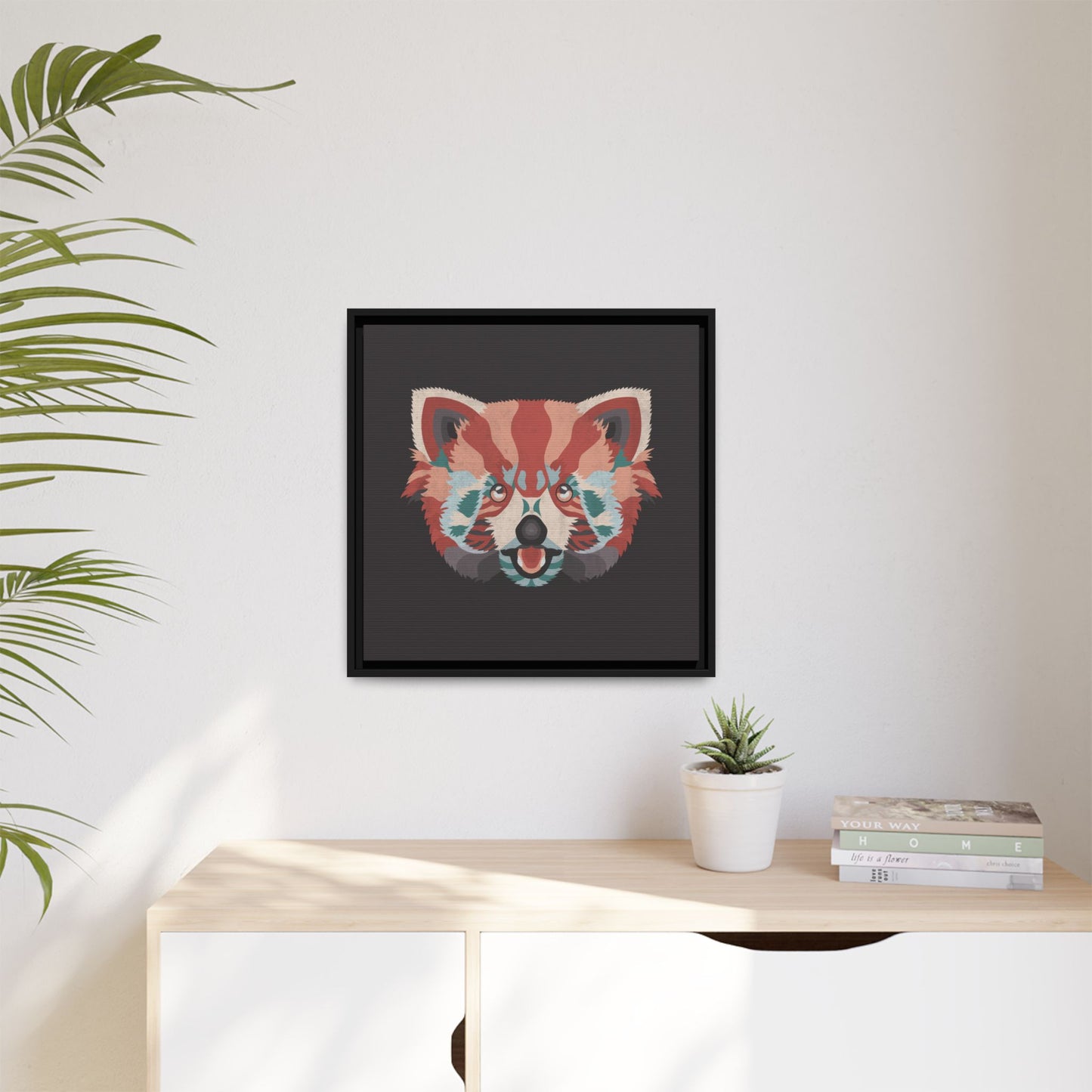 Colorful Red Panda Framed Canvas Art