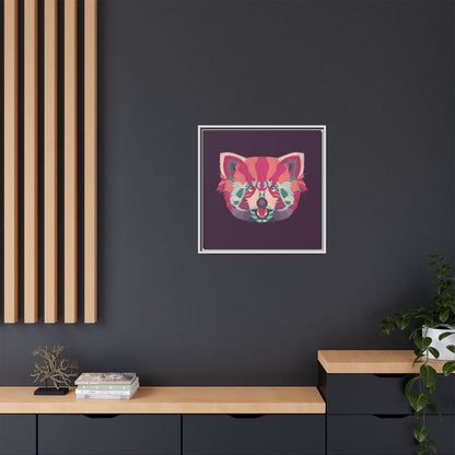 Colorful Pink Panda Framed Canvas Art