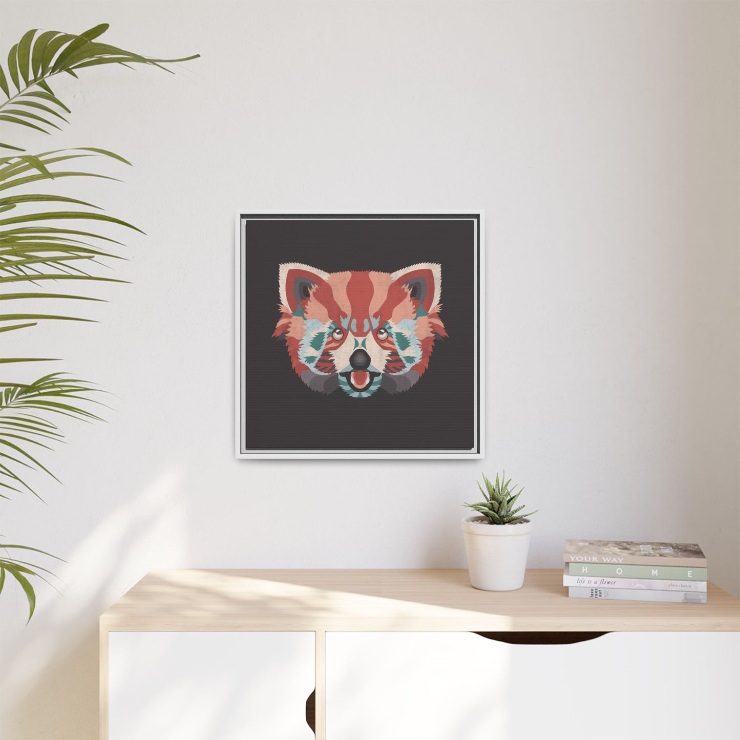 Colorful Red Panda Framed Canvas Art