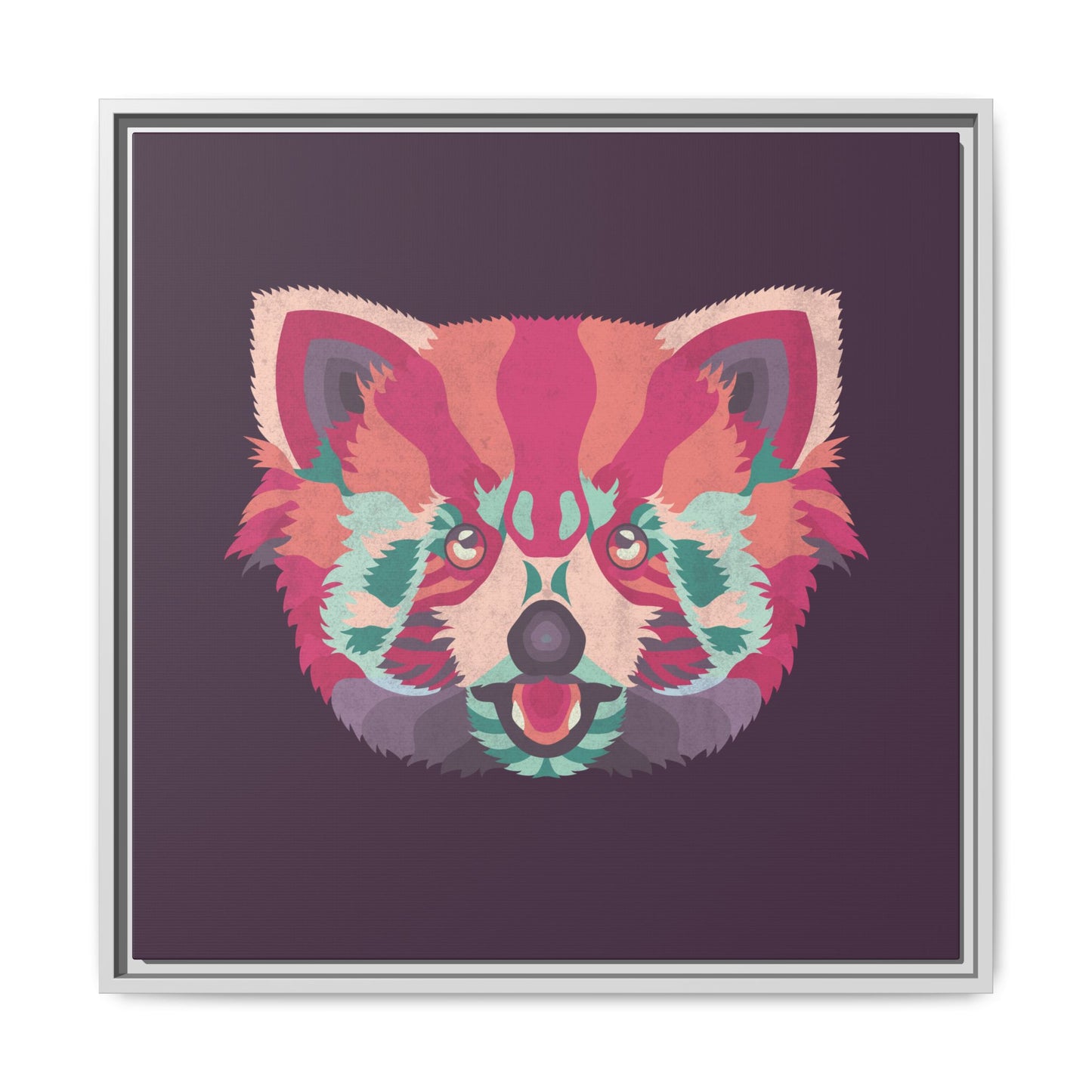 Colorful Pink Panda Framed Canvas Art