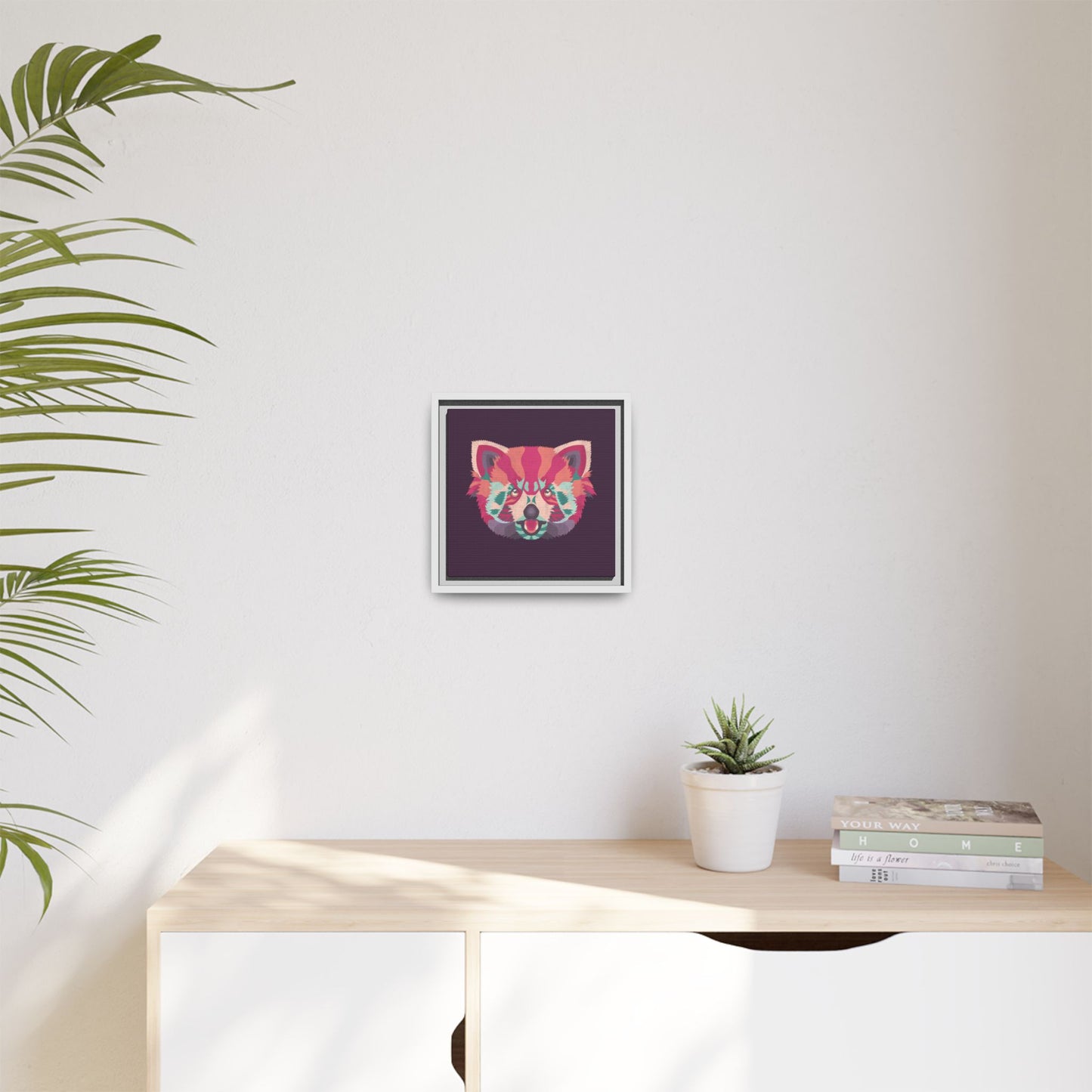 Colorful Pink Panda Framed Canvas Art