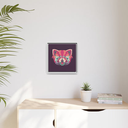 Colorful Pink Panda Framed Canvas Art