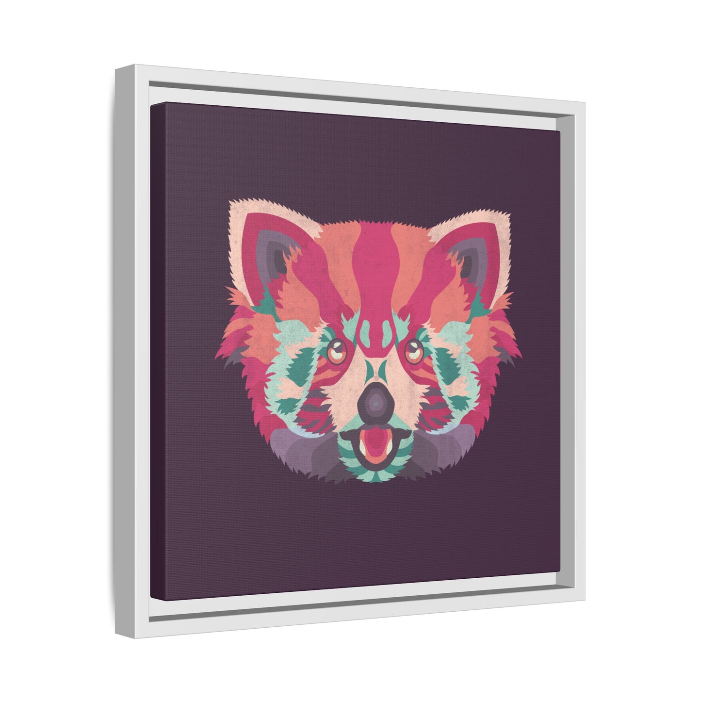 Colorful Pink Panda Framed Canvas Art