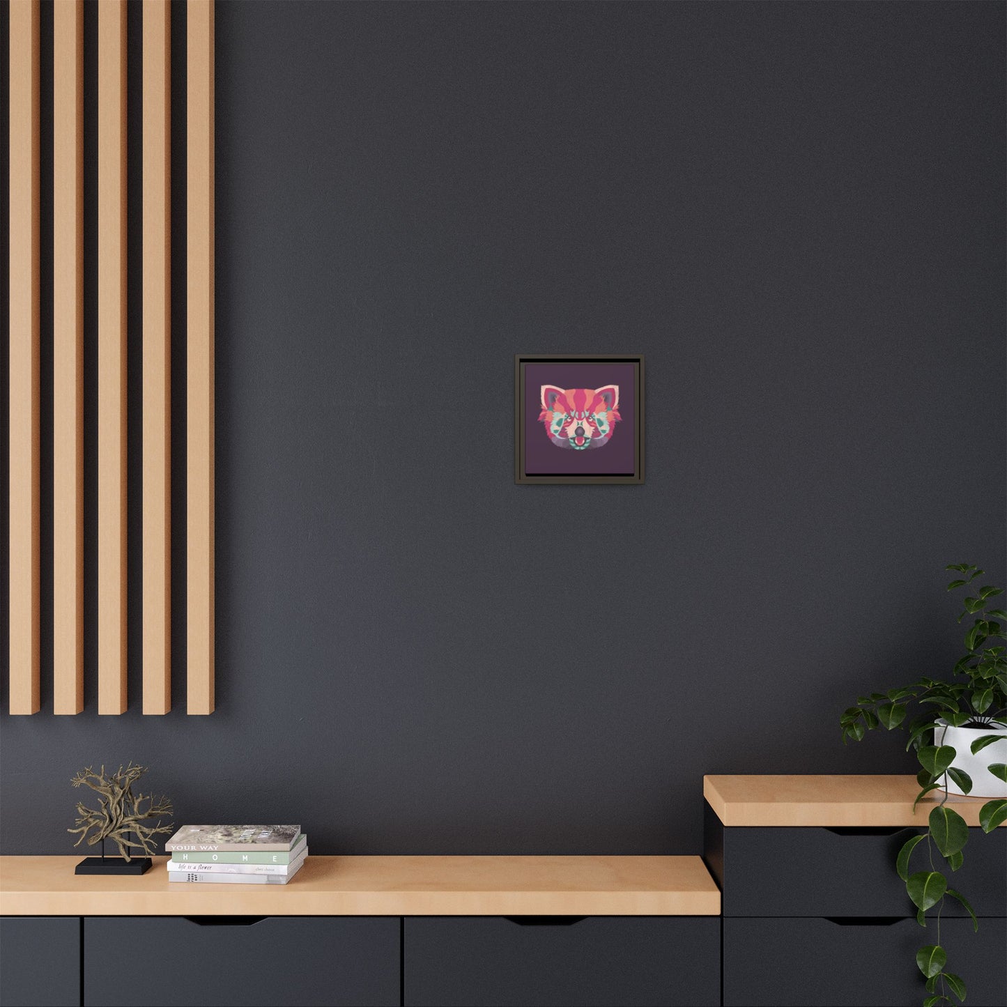 Colorful Pink Panda Framed Canvas Art