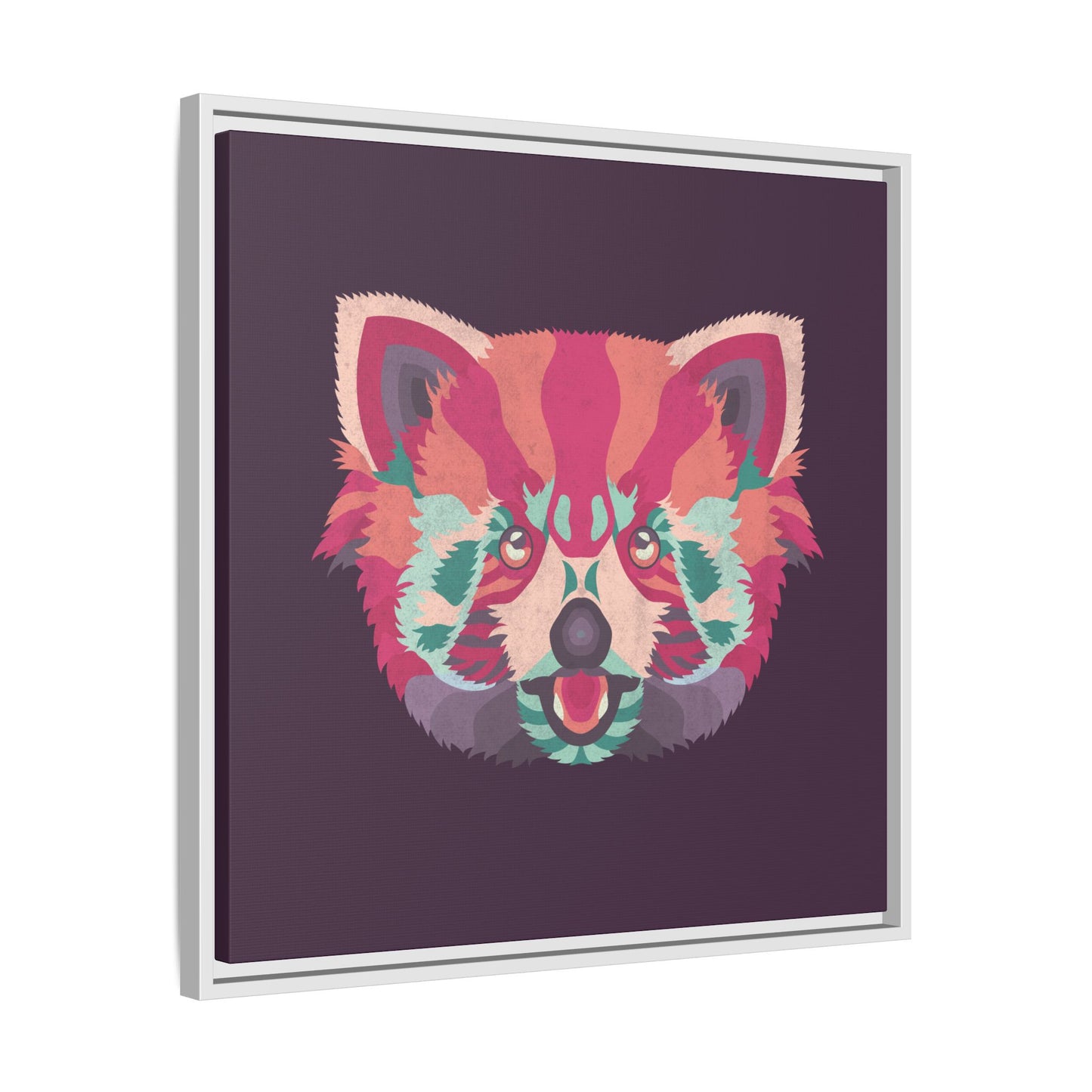 Colorful Pink Panda Framed Canvas Art