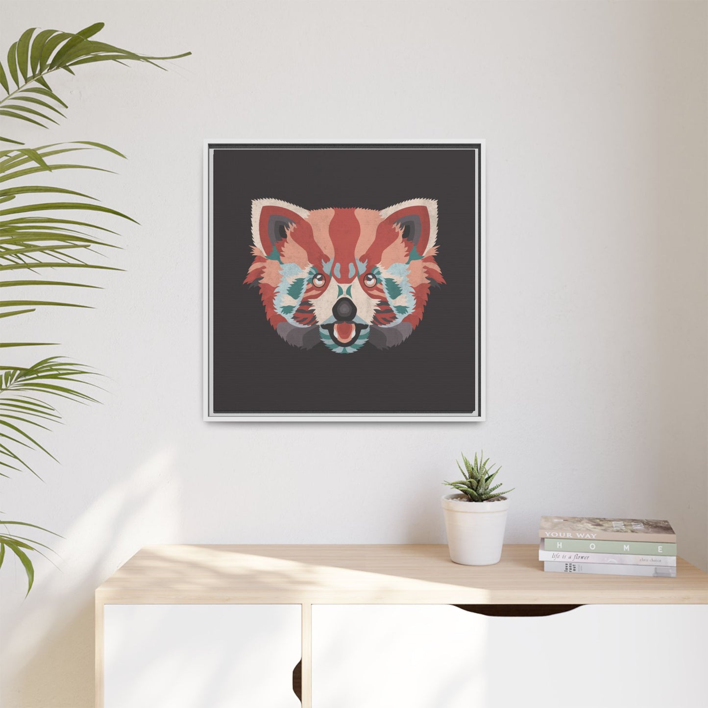 Colorful Red Panda Framed Canvas Art