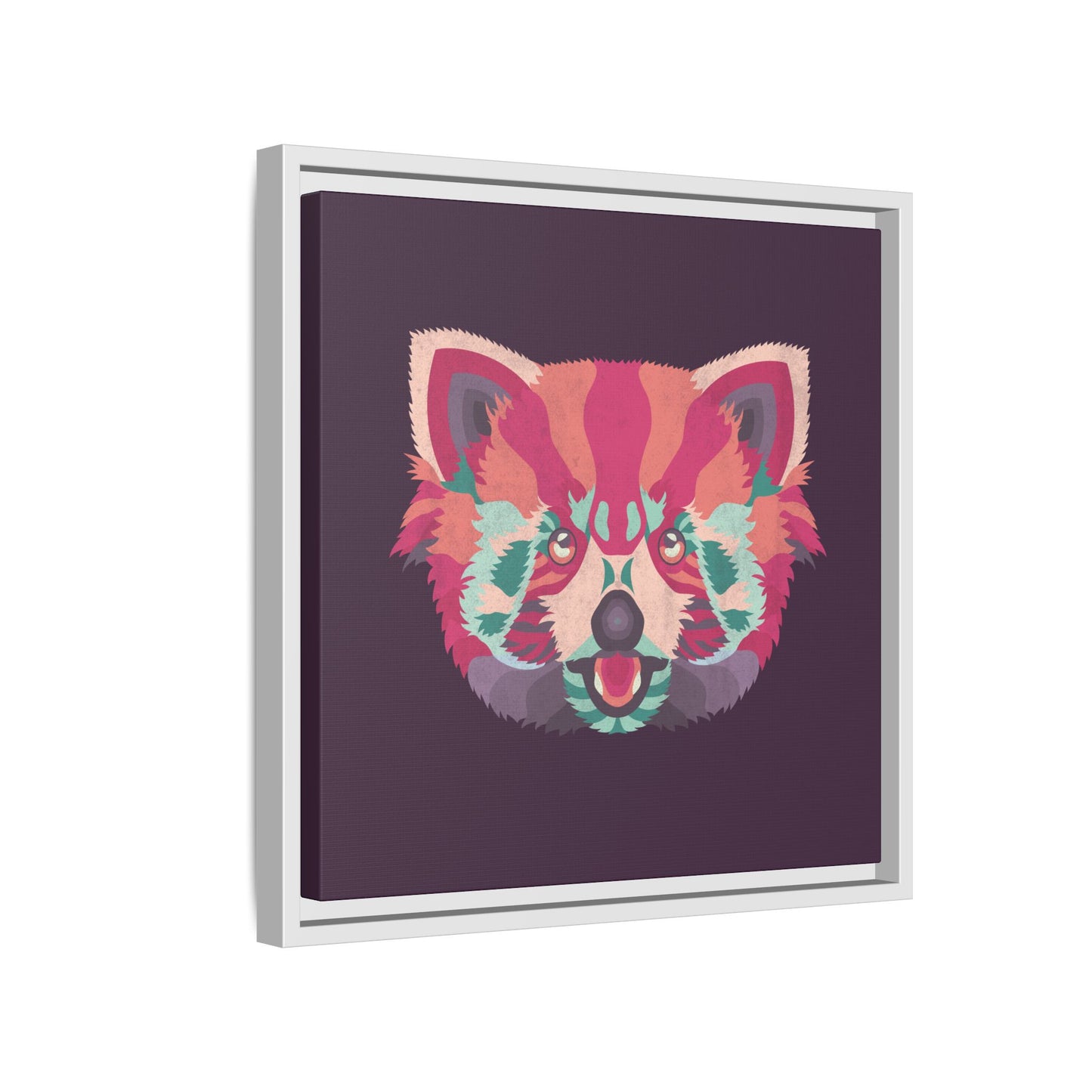 Colorful Pink Panda Framed Canvas Art