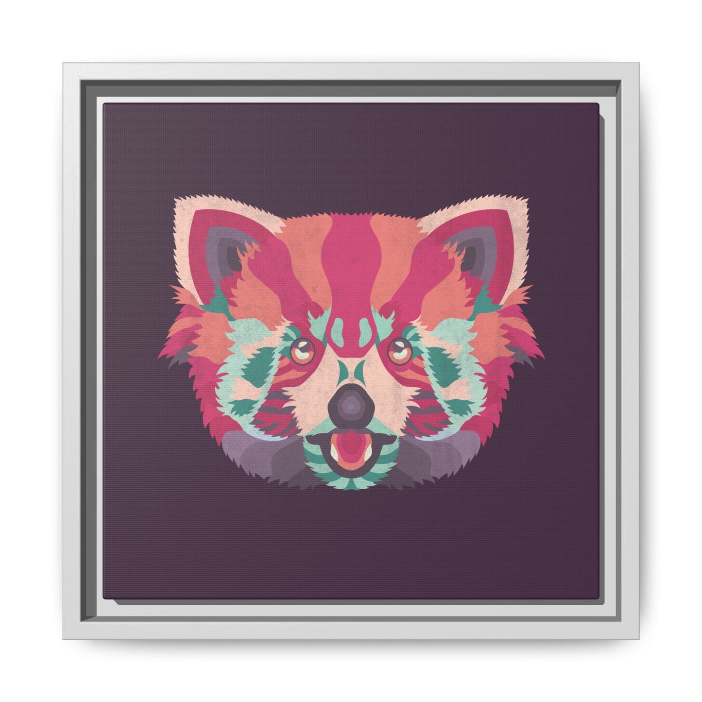 Colorful Pink Panda Framed Canvas Art