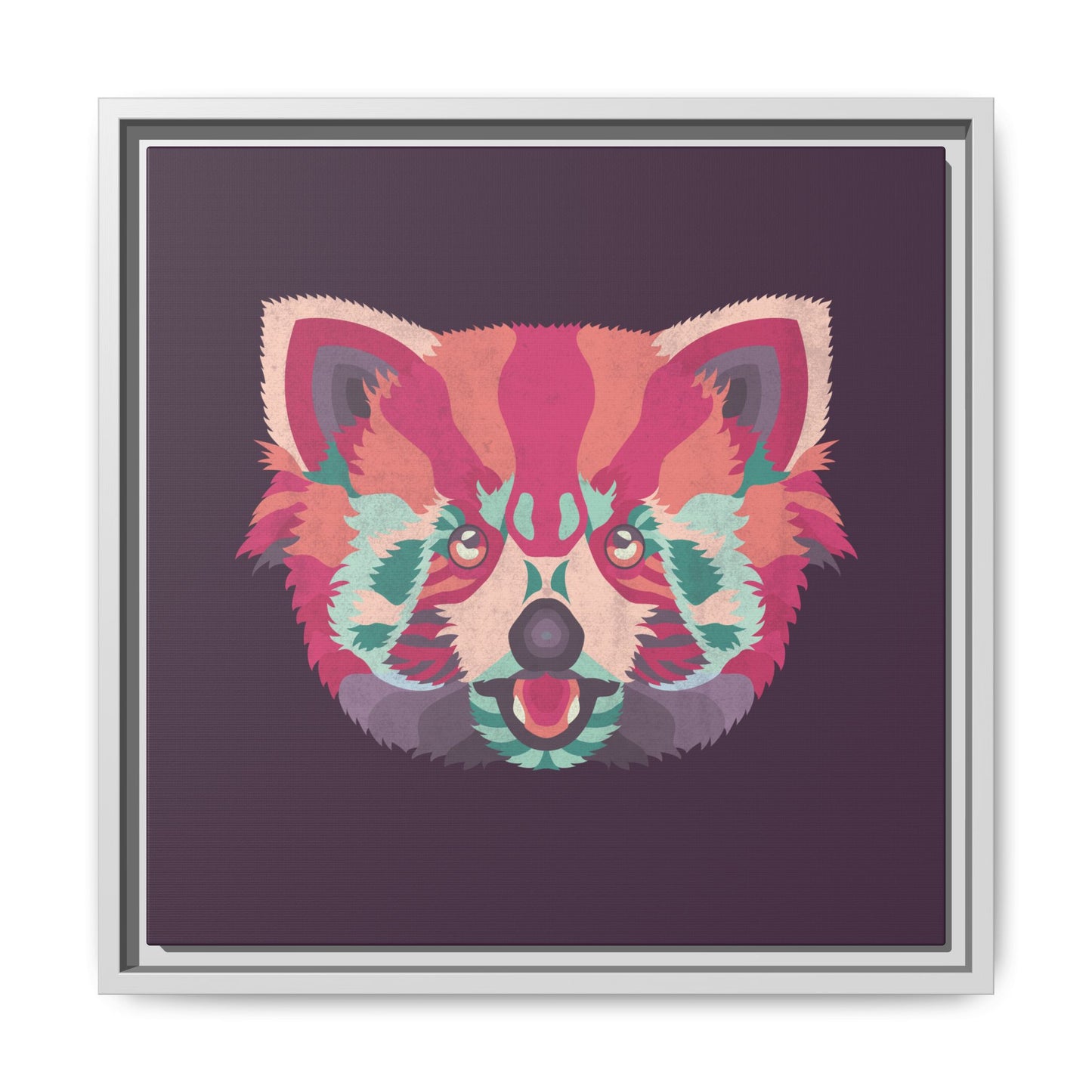 Colorful Pink Panda Framed Canvas Art