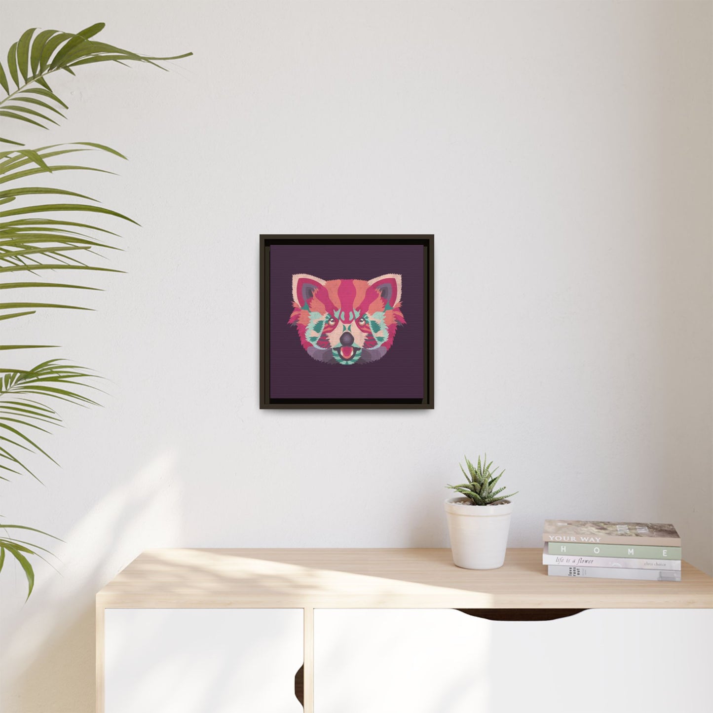 Colorful Pink Panda Framed Canvas Art