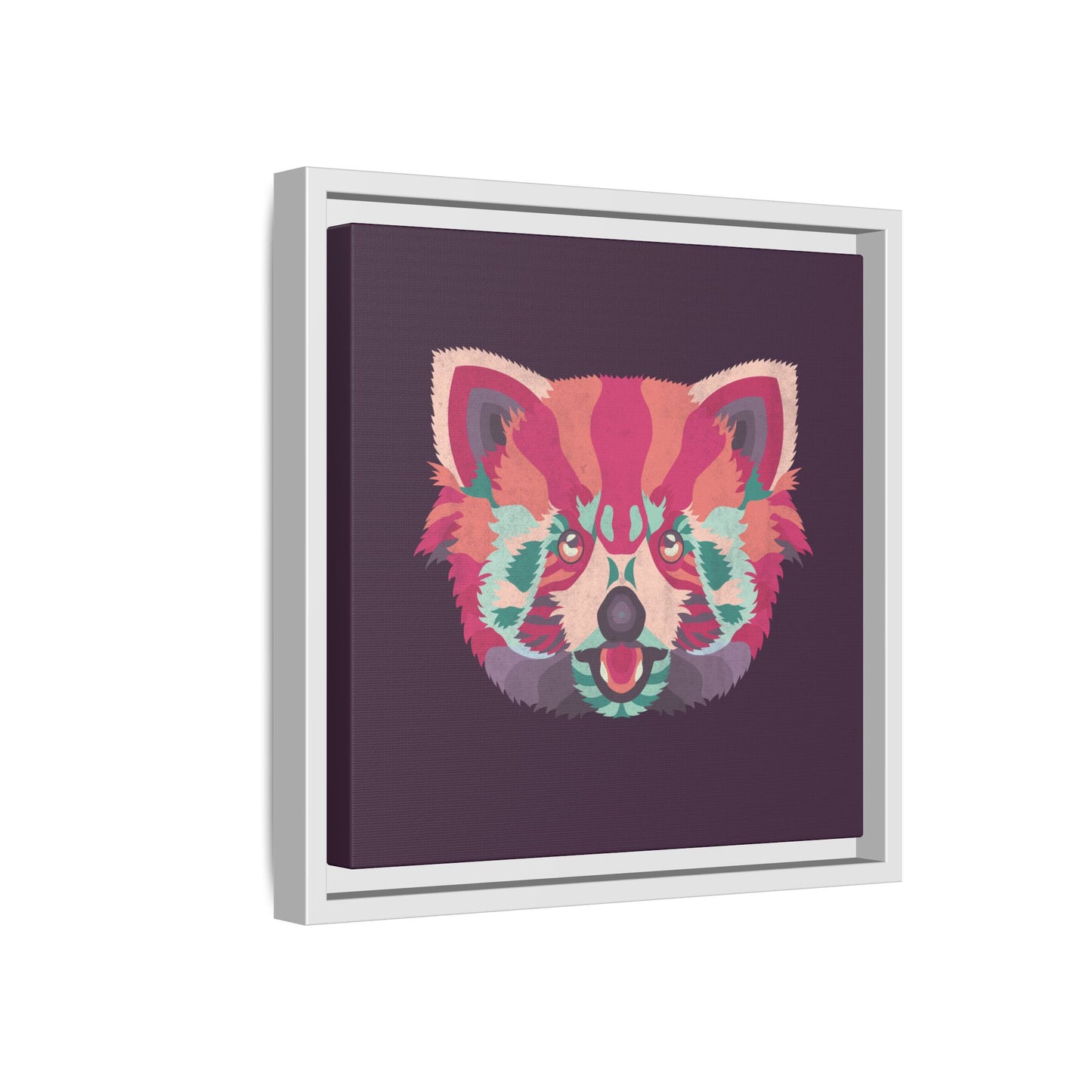 Colorful Pink Panda Framed Canvas Art