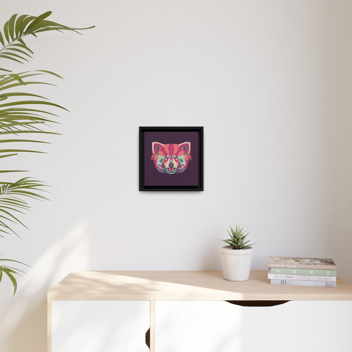 Colorful Pink Panda Framed Canvas Art