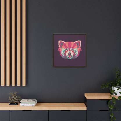 Colorful Pink Panda Framed Canvas Art