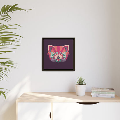 Colorful Pink Panda Framed Canvas Art