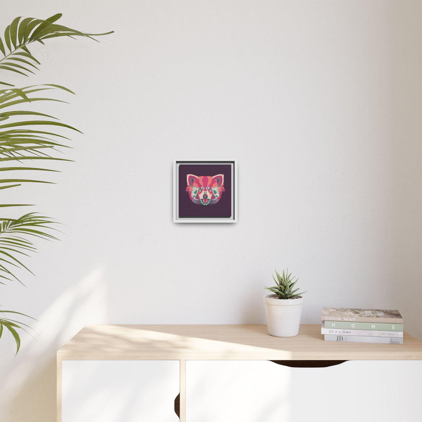 Colorful Pink Panda Framed Canvas Art