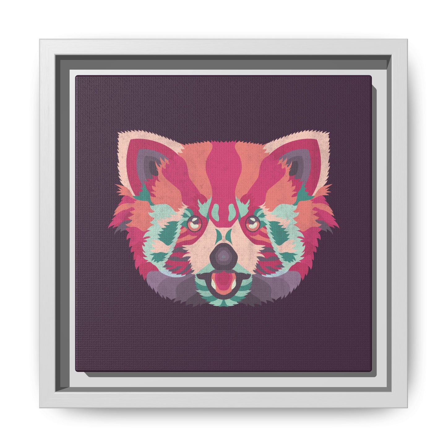 Colorful Pink Panda Framed Canvas Art