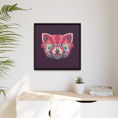 Colorful Pink Panda Framed Canvas Art