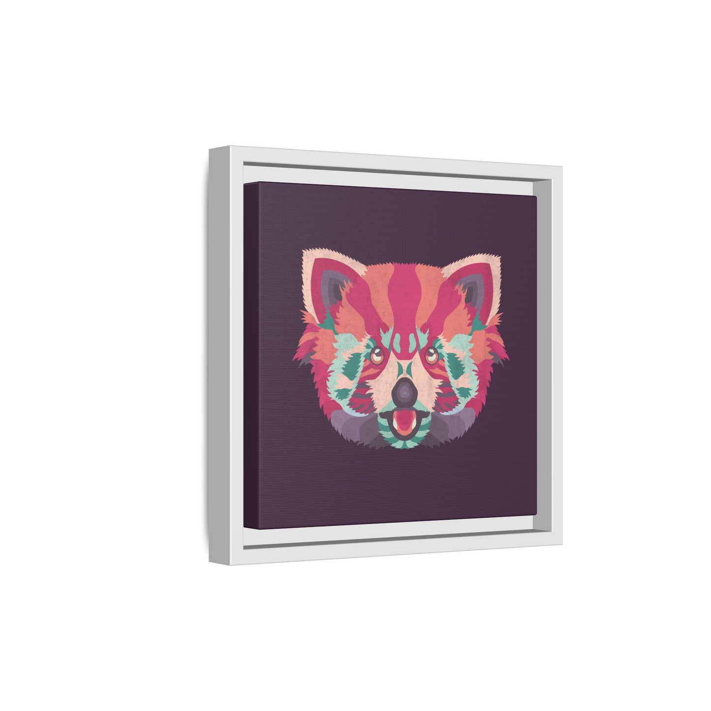 Colorful Pink Panda Framed Canvas Art